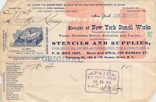 1911 New York Stencil Works Paid Invoice. 100 & 102 Nassau St. ** Nice Graphics. picture