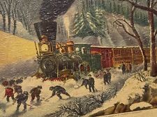 vintage american railroad scene published by Currier& Ives picture