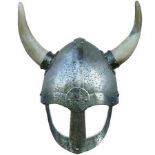 18 gauge Steel Medieval Knight Fantasy Horned Viking helmet Halloween Costume picture