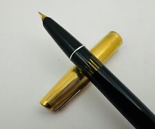 Vintage Aurora 88P Black Gold Plated Cap Fountain Pen 14K Gold Nib - 1950's picture