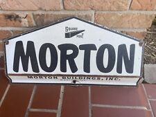Vintage Morton Buildings Sign Metal Original 20”x 10 1/2” Farm Shed Man Cave picture