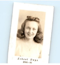 Vintage Photo 1944, School Days Yearbook Picture Girl in Sweater, 1.5x3, Sepia picture