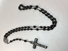Fabulous Rosary Sterling silver and carved black ebony beads Italian sterling picture
