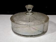 Depression Fostoria Glass FLORAL BROCADE 3 Part Covered Candy Dish Box picture