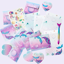 Mermaid Stationery Set Gift for Girl - 20 Mermaid -Style Paper Sheets + 10 Envel picture