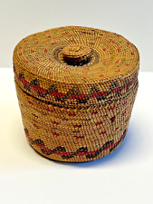 Nootka Alaskan Hand Woven Basket; Original & Collectible; Small + Lid; Lot 11 picture