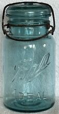Blue Ball Ideal Canning Jar c1910-1923 Jar Quart Size Wire Bail Muncie, Indiana picture