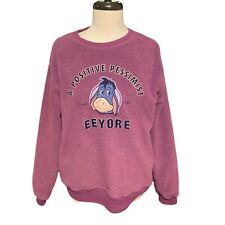 VTG Rare 90s Disney Purple PESSIMIST EEYORE Comfy Plush Fleece Sweatshirt Size M picture