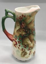 Antique c.1900 Limoges Signed Hand Painted Berry Fruit 10” Porcelain Pitcher picture
