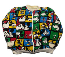 Vintage 90s Disney Mickey Mouse Reversible Cotton Bomber Jacket AOP 23x23 N8 picture