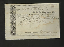 NORFOLK DEMOCRAT signed 1850 receipt Dedham newspaper * Elbridge Gerry Robinson picture