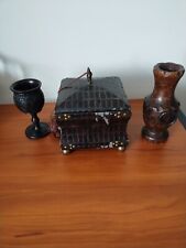 Antique Vintage  Black Magic Occult  8 Items In Box+ Candle  Holder And Wood Cub picture