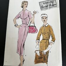 Vintage 1950s Vogue S-4693 Slim MCM Diagonal Dart Dress Sewing Pattern 14 UNCUT picture