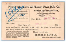 New York City NY Postal Card New York Central & Hudson River RR Co. c1904 picture