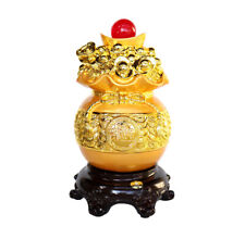 Feng Shui Golden Money Bag Full of Coins and Ingots with Ru Yi picture