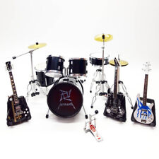 Miniature Drum Set 3 Guitars Black Metal Rock Instrument Band Gift Scale 1:12 picture