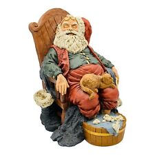 Artisan Christmas Santa Claus Figurine Napping Soaking Feet Hand Painted Signed picture