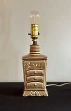 Mid Century Spice Cabinet Porcelain Ceramic Table Lamp ~ 11.5” No Shade picture