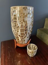 Set Of Partylite Candle Holders Gold Glass And Ceramic, Mosaic picture