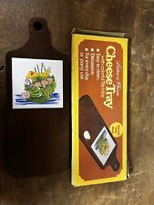 Vintage Nature's Charm Cheese Tray Tile Inlay Hard Wood NOS box picture