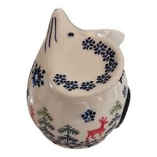 Bolesiawiec Polish Pottery Christmas Mouse Bank Reindeer Snowflakes picture