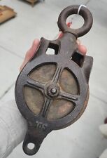Antique Cast Iron & Wood Barn Pulley 4