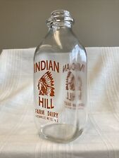 Vintage Quart Milk Bottle Indian Hill Farm Dairy Greenville Maine Chief picture
