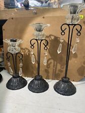 Antique 19thC Victorian Cast Iron Hurricane Candleholder Lamps picture