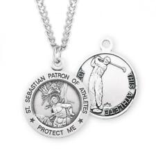 Saint Sebastian Round Sterling Silver Golf Male Athlete Medal 1.0in x 0.8in picture