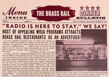 Vintage 1956 50s THE BRASS RAIL Souvenir Restaurant Menu Brooklyn NYC New York picture