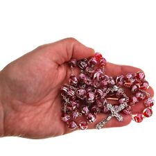 Large Italian Intricate Red Glass Rosary Beads Catholic Women Elderly 25