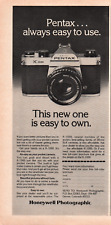 Honeywell Photography Pentax K1000 SLR Half page 70s Vintage B and W Print Ad picture
