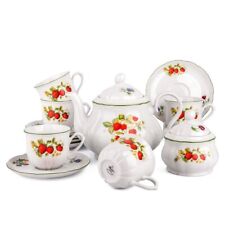 14 pc Garden Berry Porcelain Tea Service Strawberry Tea Set European Porcelain picture