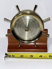 Ships Wheel Barometer Compensated English Barometer Wood Base Nautical Barometer picture
