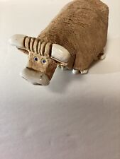 Vintage Artesiania Hand Carved Cow W/ Porcelain Horn, Hovers& Nose. Uruguayan  picture
