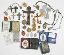 Vtg Relic St Jude St Anthony St. Agnus Jesus Mary Cross Crucifix Charms Pendants picture