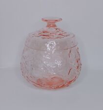 Vintage Pink Glass Cookie Biscuit Jar With Lid 7.5