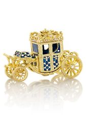 Keren Kopal Golden Blue Carriage trinket box Decorated with Austrian Crystals picture