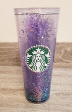 Starbucks Venti Cup Snow Globe Tumbler Purple Bling Glitter CONFETTI 24Oz picture