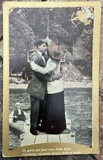 1910 Sweet Couple Kissing Romance Antique RPPC Real Photo Postcard Lovers Love picture