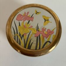 Art of Chokin Butterflies 24K Gold Trim Trinket Jewelry Box Dish w/Lid Japan picture