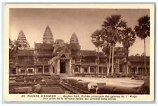 Siem Reap Cambodia Postcard Angkor Wat Ruins Main Entrance Royal Terrace c1920's picture