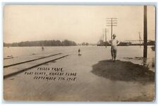 Fort Scott Kansas KS RPPC Photo Postcard Frisco Track Flood Scene 1915 Antique picture