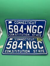Vintage Pair Of 1980s Blue/White Connecticut License Plates #584-NGC picture
