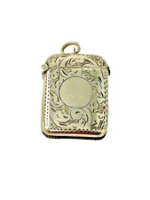 Silver-Plate Match Safe Vesta Case Chatelaine Watch Fob Pendant Antique picture