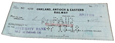 JUNE 1918 OAKLAND ANTIOCH & EASTERN RAILWAY COMPANY EMPLOYEE PAY CHECK #8256 picture