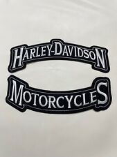 Harley-Davidson Gray Rocker Patch Set Top HARLEY DAVIDSON Bottom MOTORCYCLE picture