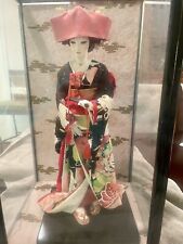 Vintage C1960 Japanese GEISHA Doll  MAIKO OIRAN BEAUTIFUL KIMONO with Glass Case picture