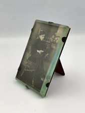 Rare Antique Thick Glass Photo Frame  with Photo picture