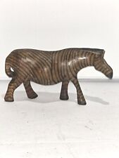 Vintage Hand Carved Wooden Zebra Sculpture, African Home Decor picture